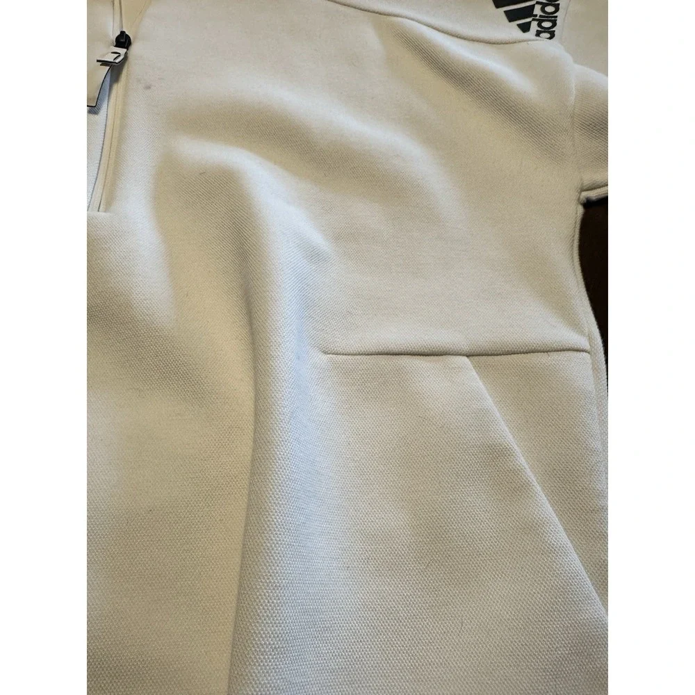 ADIDAS Woven 3/4 ZIP GOLF White Pullover L-XL‎ W Pouch Pockets